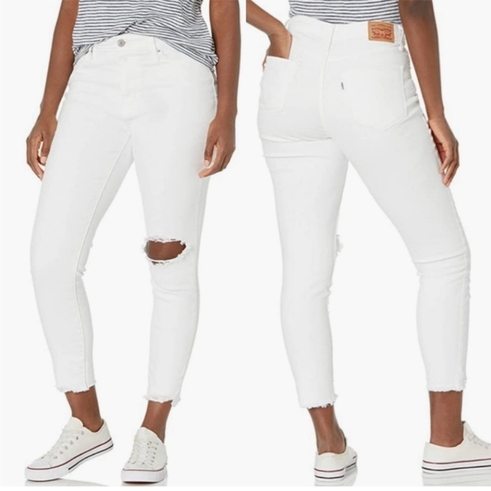 Levi’s 721 High Rise Skinny Ankle Jeans Women’s Size 29 White Distressed